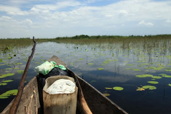 Galleggianti pesca villaggio - uganda, africa — Foto Stock