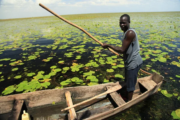 Galleggianti pesca villaggio - uganda, africa — Foto Stock