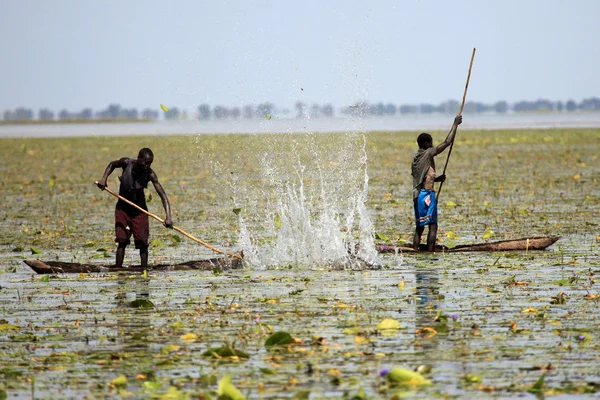 伝統的な釣りのテクニック - ウガンダ、アフリカ — ストック写真