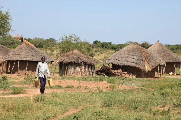 Στρατόπεδο χωριό aketa, Ουγκάντα, Αφρική — Φωτογραφία Αρχείου