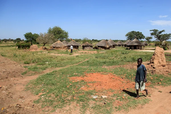 Aketa camp dorp, Oeganda, Afrika — Stockfoto