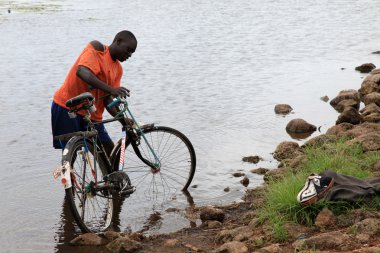 Göl manzara - göl bisina - uganda, Afrika