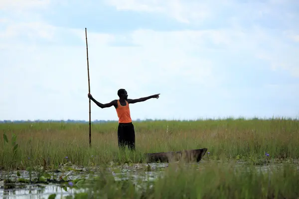 漁師 - 湖アナパ - ウガンダ、アフリカ — ストック写真