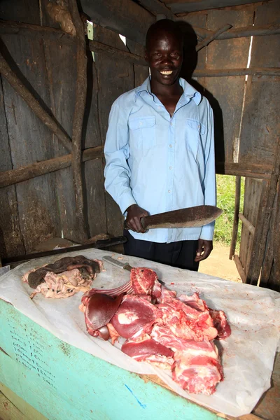 Carne en el mercado de Kabermaido - Uganda — Foto de Stock