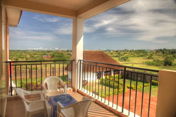 Luxusní hotel pokoj balkon, uganda, Afrika — Stock fotografie