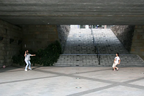 Playing Badminton - Nagasaki City, Japan — Stock Photo, Image