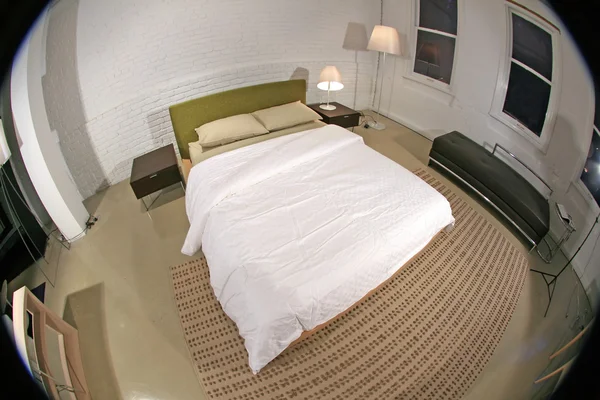 Fisheye Image of a Modern Bedroom — Stock Photo, Image