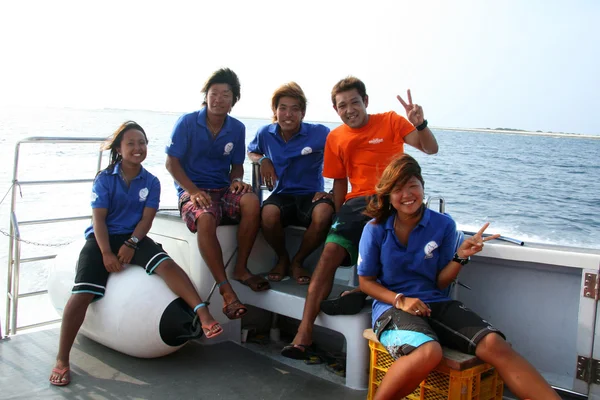 Japanese Boat Crew - Nagannu Island, Okinawa, Japão do Sul — Fotografia de Stock
