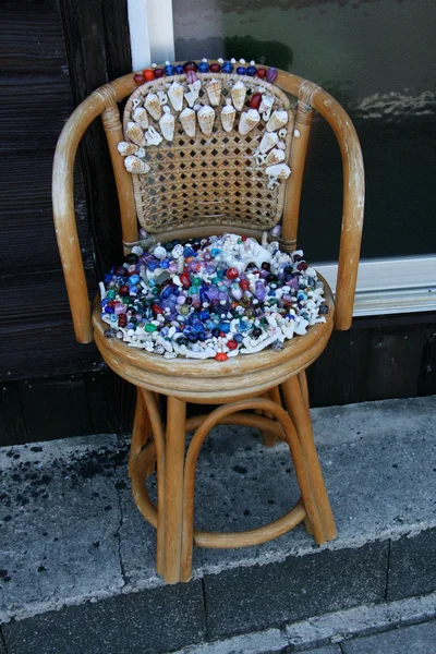 Chair with Shells - Iriomote Jima Island, Okinawa, Japan — Stock Photo, Image