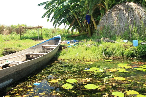 Drijvende visserij dorp - Oeganda, Afrika — Stockfoto