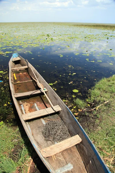 Galleggianti pesca villaggio - uganda, africa — Foto Stock