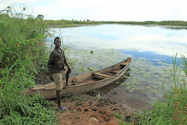 Afrikai folyó beállítás - Agu folyó - Uganda, Afrika — Stock Fotó