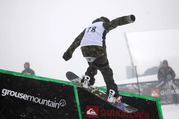 VANCOUVER - MARCH 28: Quiksilver Snowboard Snowboarding Comp — Stock Photo, Image