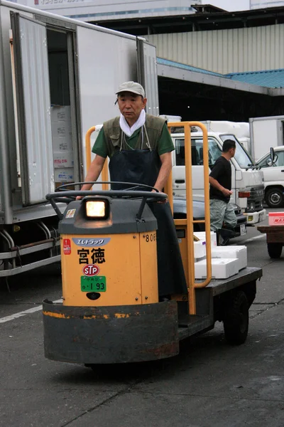 Transporte de peixes - Mercado de peixe de Tsukiji, Tóquio, Japão — Fotografia de Stock