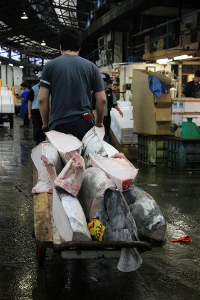 Pescado en la cesta - Mercado de pescado de Tsukiji, Tokio, Japón — Foto de Stock