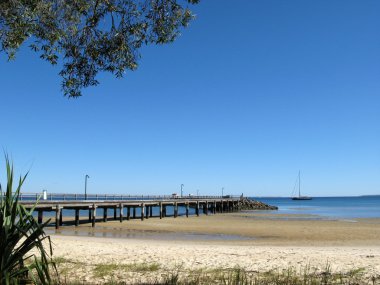 Rıhtımda tropikal plaj - fraser ada, unesco, Avustralya