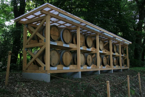 Fából készült hordók - Meiji Shrine, Tokyo, Japán — Stock Fotó