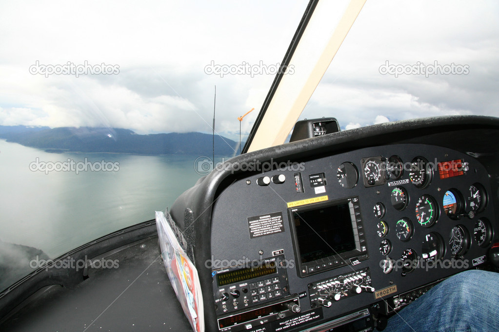 Helicopter Cockpit at Mendenhall Glacier, Alaska, USA