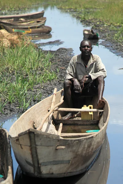 Flytande fiske by - uganda, Afrika — Stockfoto