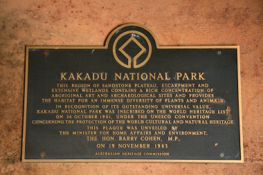 UNESCO bilgi işareti - kakadu Ulusal Parkı, Avustralya