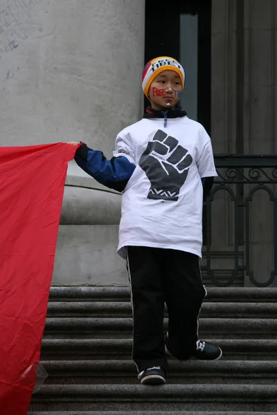 Protesta tibetana por la libertad, Vancouver, Canadá (22 de marzo de 2008) ) — Foto de Stock