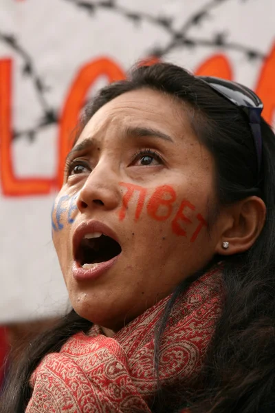 Protesta tibetana por la libertad, Vancouver, Canadá (22 de marzo de 2008) ) — Foto de Stock