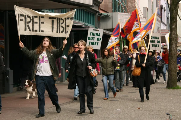 Tibetaanse vrijheid protest, vancouver, canada (maart 22 2008) — Stockfoto