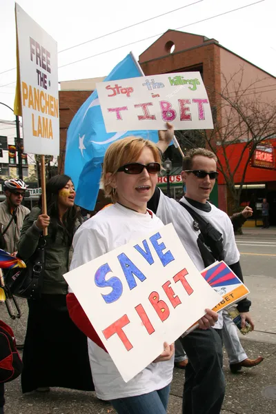 Tibetaanse vrijheid protest, vancouver, canada (maart 22 2008) — Stockfoto