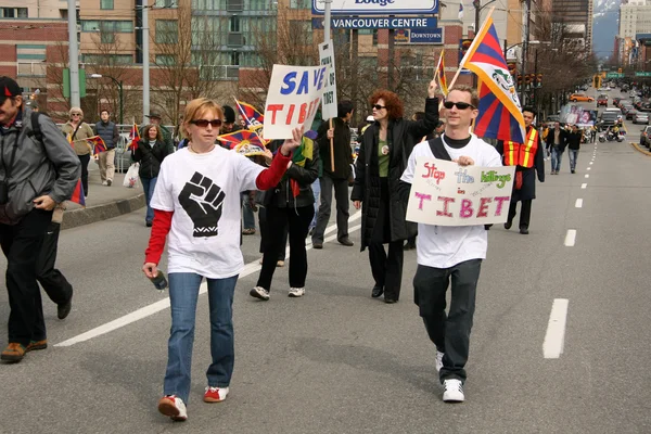 Tibetskou svobodu protestu, vancouver, Kanada (březen 22nd 2008) — Stock fotografie