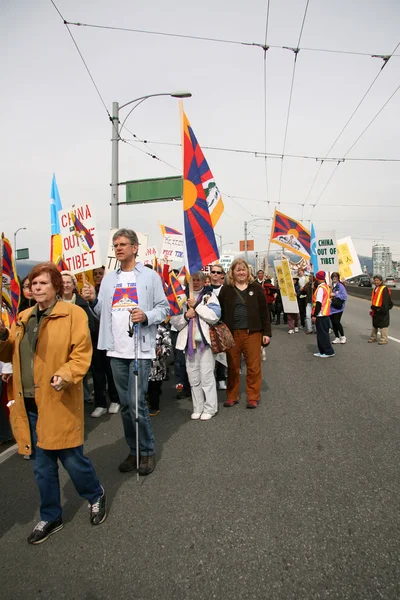 Protesta tibetana por la libertad, Vancouver, Canadá (22 de marzo de 2008) ) — Foto de Stock