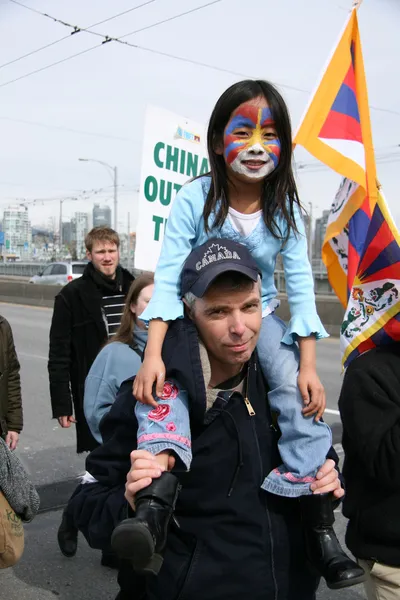 Proteste per la Libertà Tibetana, Vancouver, Canada (22 marzo 2008) ) — Foto Stock