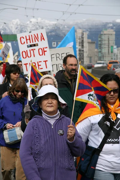 Proteste per la Libertà Tibetana, Vancouver, Canada (22 marzo 2008) ) — Foto Stock