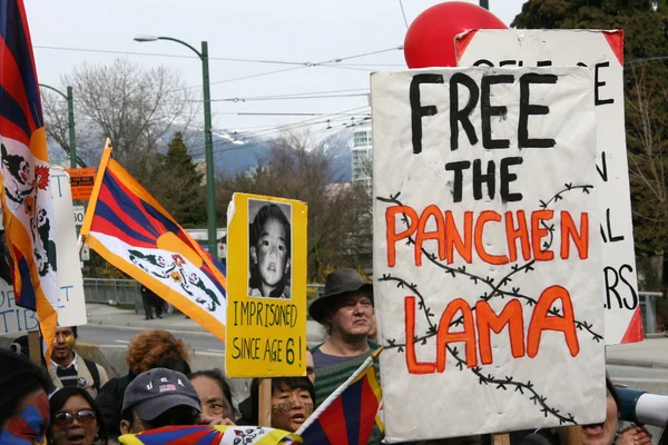 Tibetskou svobodu protestu, vancouver, Kanada (březen 22nd 2008) — Stock fotografie