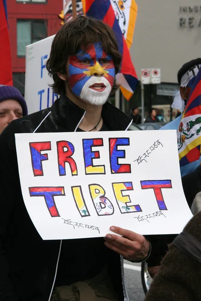 Tibetskou svobodu protestu, vancouver, Kanada (březen 22nd 2008) — Stock fotografie