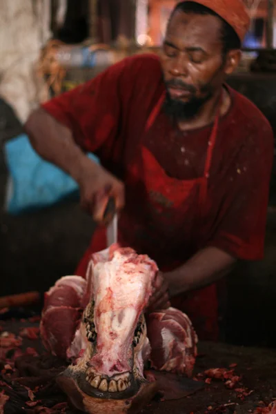 Trhu s masem, Tanzanie — Stock fotografie