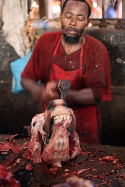 Rynek mięsa, tanzania — Zdjęcie stockowe