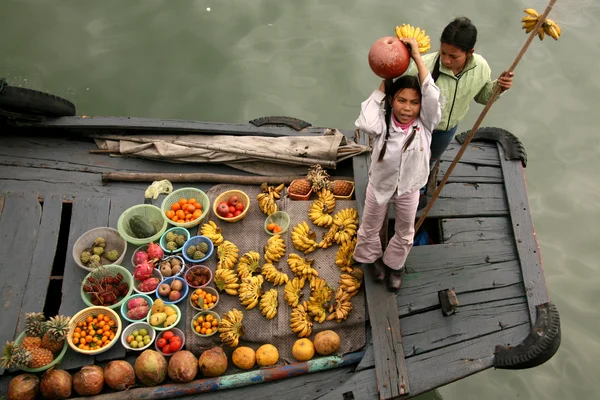 Yüzen Pazar - halong Körfezi (unesco), vietnam — Stok fotoğraf