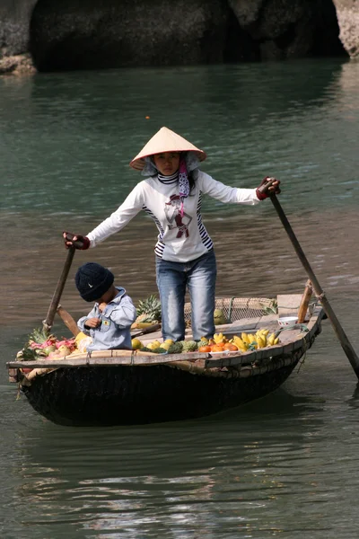 Furnizor de fructe - Halong Bay (UNESCO), Vietnam — Fotografie, imagine de stoc