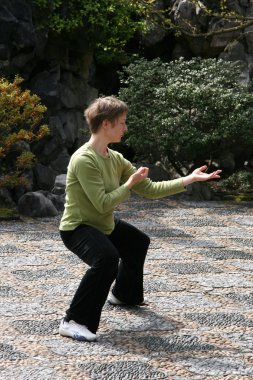 Tai chi - sun yat ayarlamak Çinli Bahçe, vancouver, bc, Kanada