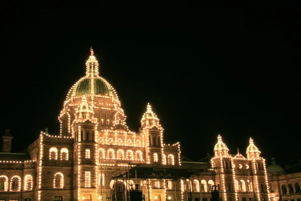 Édifices du Parlement de nuit, Victoria, C.-B., Canada — Photo