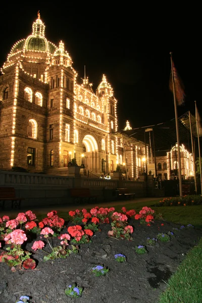 Parliament Buildings by Night, Victoria, BC, Canadá — Fotografia de Stock