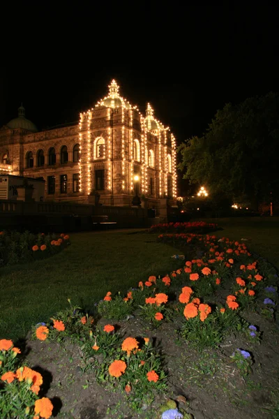 Parlamentsgebäude bei Nacht, Victoria, BC, Kanada — Stockfoto