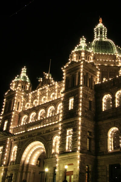 Edifici del Parlamento di notte, Victoria, BC, Canada — Foto Stock