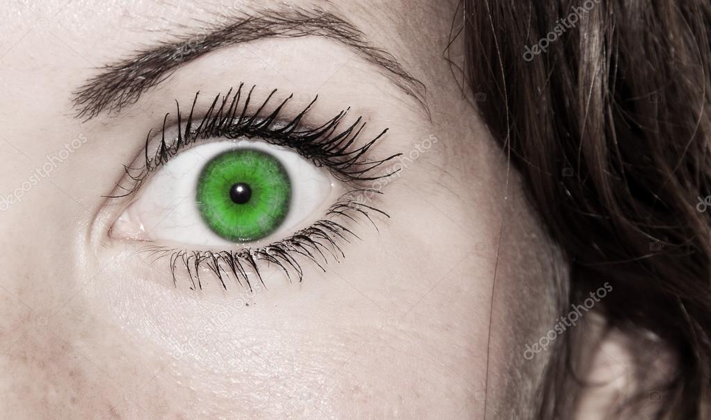 Grüne Augen schön, feminin Stockfotografie lizenzfreie Fotos