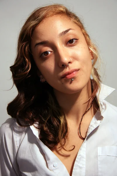 Portrait of a Mixed Race Retro Young Woman — Stock Photo, Image