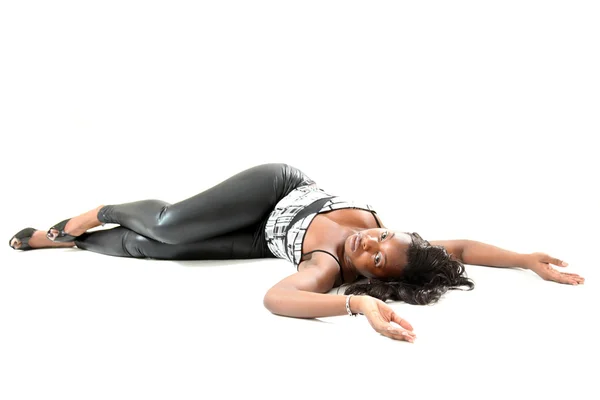 스튜디오에 아프리카계 미국인 여자 — 스톡 사진