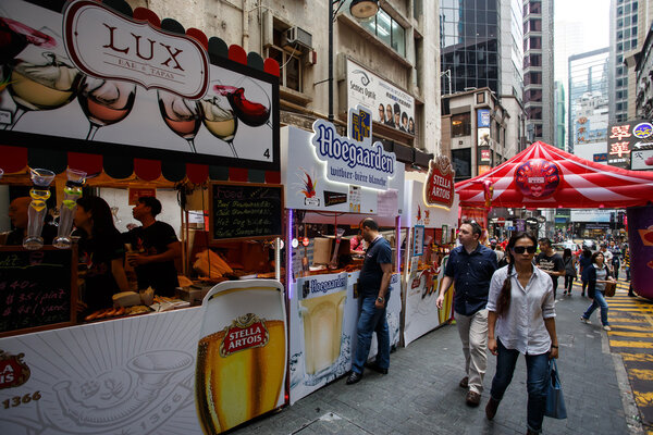 HONG KONG - NOVEMBER 26 2013: The busy LKF Lan Kwai Fong Festival