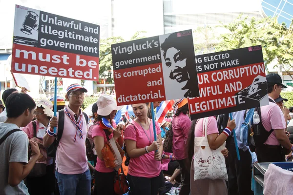 Bangkok - 13 Ocak 2014: protestocular hükümet ral karşı — Stok fotoğraf