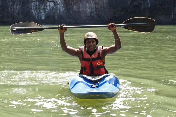 Extreme kayaker zambezi rivier — Stockfoto