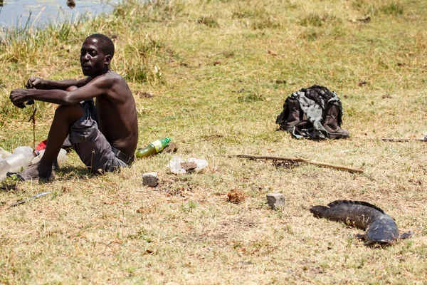 Hombre en el río Chobe — Foto de Stock